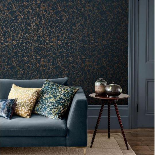 bronz vadvirag mintas sotetkek szinu tapeta elegans lakas otthon etkezo konyha furdoszoba dekoracio szalloda etterem szalon narancssarga csillogo.jpg